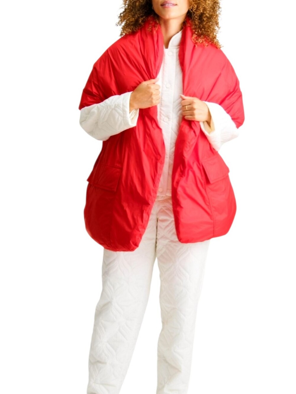 Fabletics Red Puffer Scarf Unisex Wrap